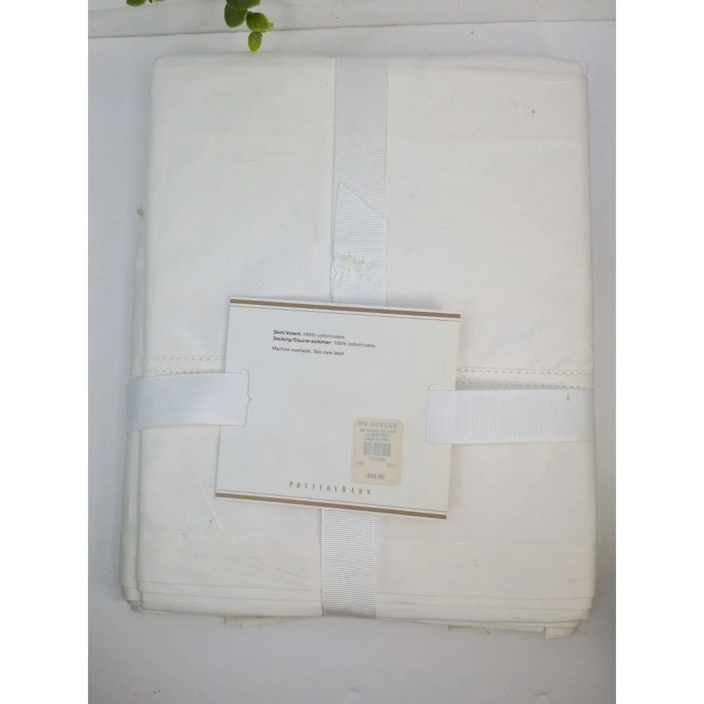 NEW😍Pottery Barn Foundations Essentials Twin Hemstitch Bed Skirt *READ* 14